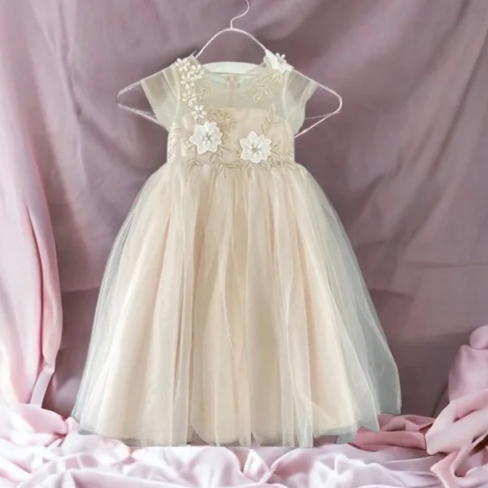 Princess Daliana Tulle Gown With Cascading Floral Appliqués